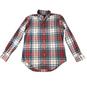 Ralph Lauren  Custom Fit Shirt Mens M Colorful PlaidLong Sleeve Button Up Pony